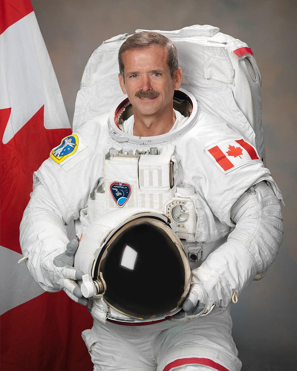 Commander Chris Hadfield wearing a spacesuit